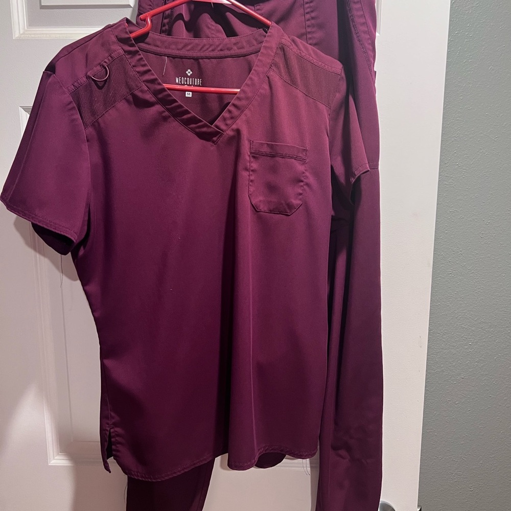 Med Couture Wine V-Neck Scrub Set